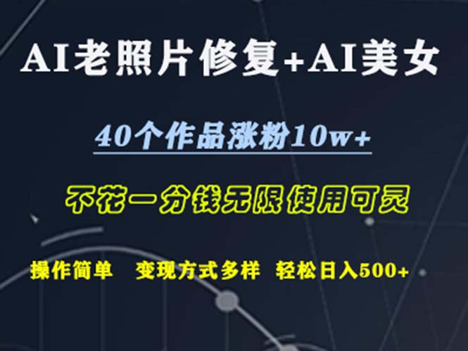（12489期）AI老照片修复+AI美女玩发  40个作品涨粉10w+  不花一分钱使用可灵  操…-一起网创