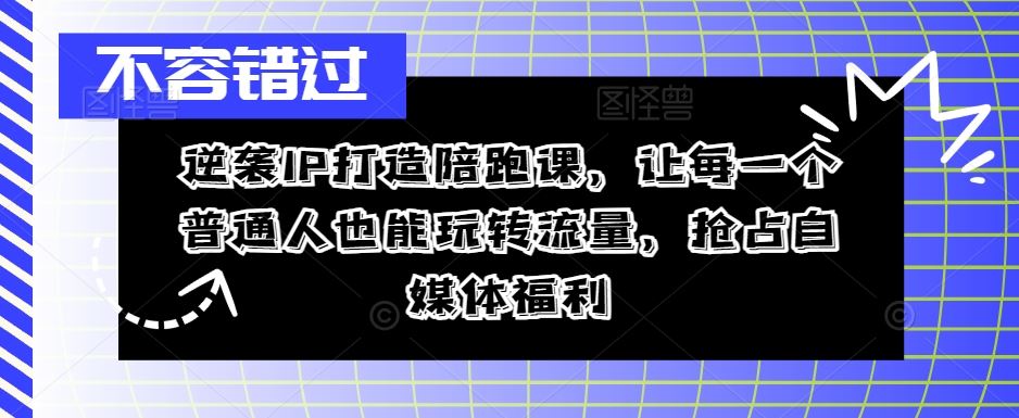 逆袭IP打造陪跑课，让每一个普通人也能玩转流量，抢占自媒体福利-一起网创