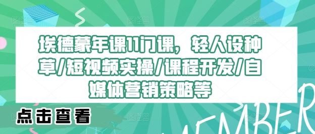 埃德蒙年课11门课，轻人设种草/短视频实操/课程开发/自媒体营销策略等-一起网创