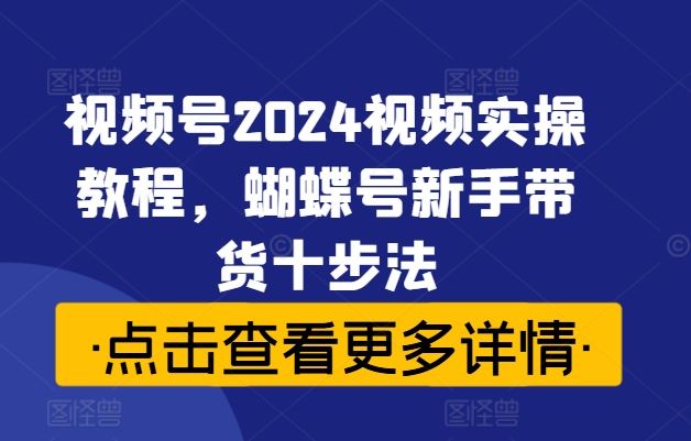视频号2024视频实操教程，蝴蝶号新手带货十步法-一起网创