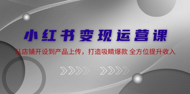 小红书变现运营课：从店铺开设到产品上传，打造吸睛爆款 全方位提升收入-一起网创