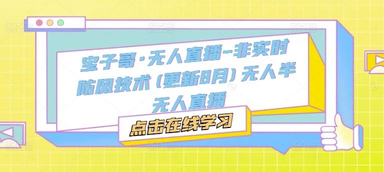 宝子哥·无人直播-非实时防风技术(更新9月)无人半无人直播-一起网创