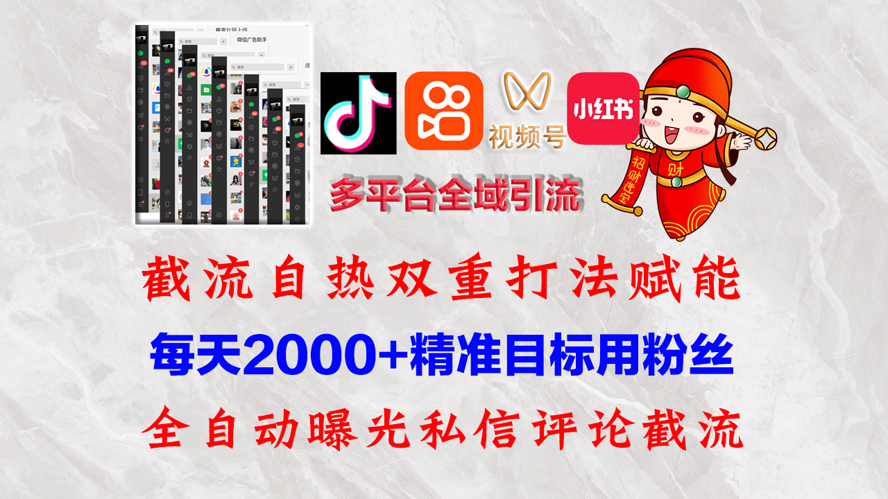 （12559期）快手，抖音，小红书，视频号多平台全自动引流获客系统 精准全域引流，…-一起网创