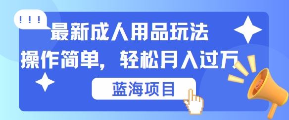 最新成人用品项目玩法，操作简单，动动手，轻松日入几张【揭秘】-一起网创