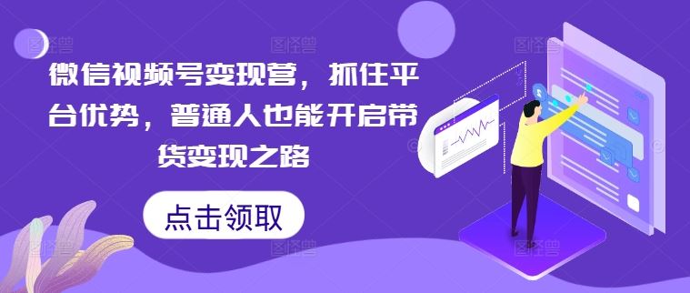 微信视频号变现营，抓住平台优势，普通人也能开启带货变现之路-一起网创