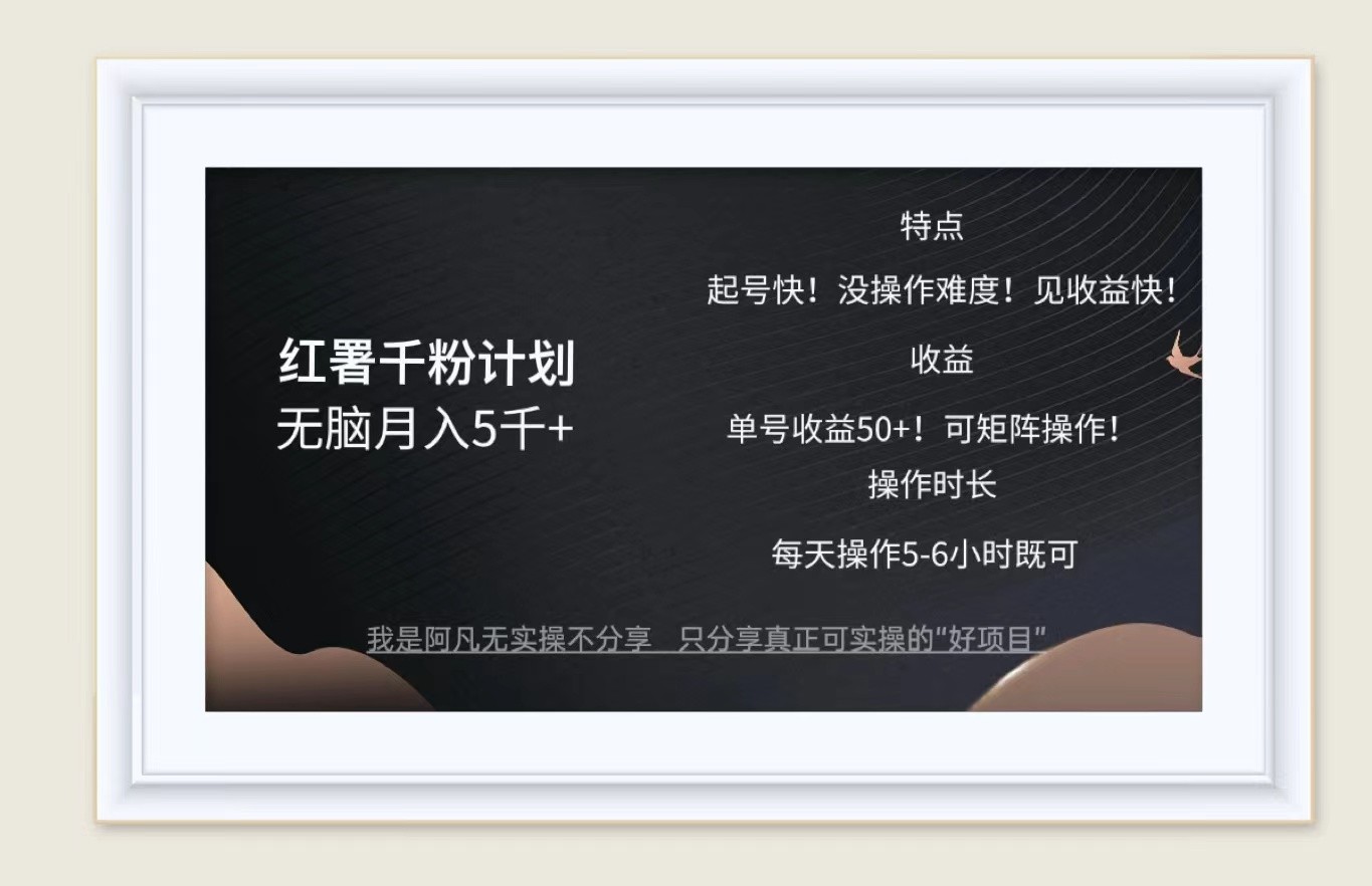 红薯千粉计划无脑月入5千+！既做既赚！-一起网创